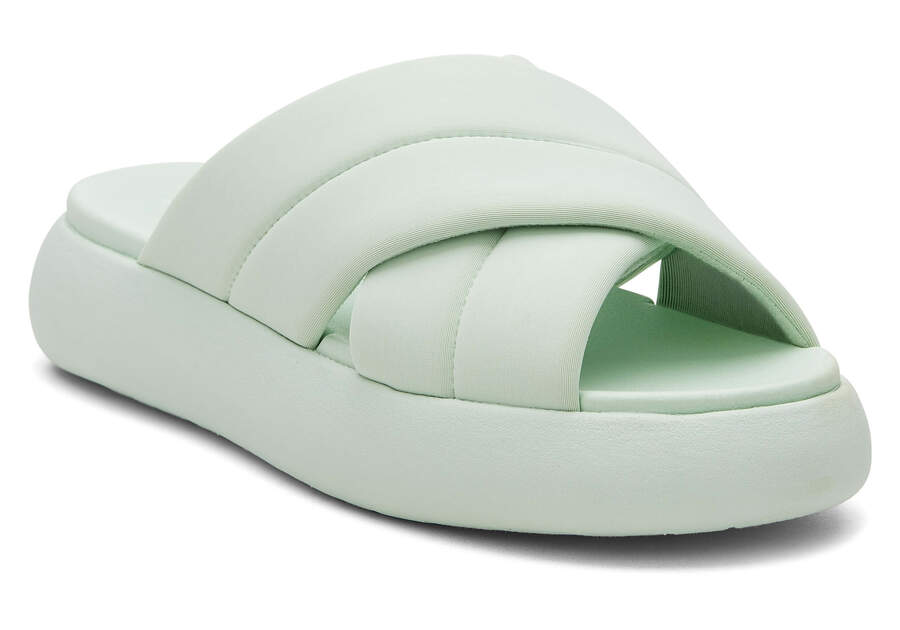 TOMS Womens Alpargata Mallow Crossover Repreve Slide - Mint Green
