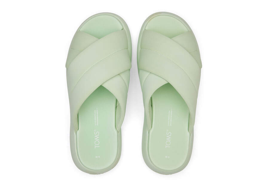 TOMS Womens Alpargata Mallow Crossover Repreve Slide - Mint Green