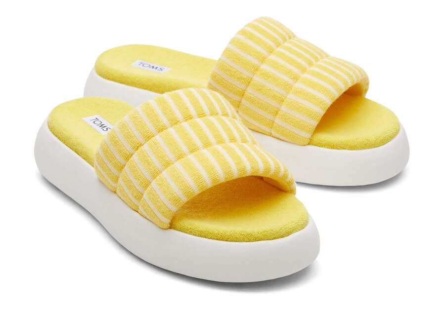 TOMS Womens Alpargata Mallow Terry Slide - Yellow