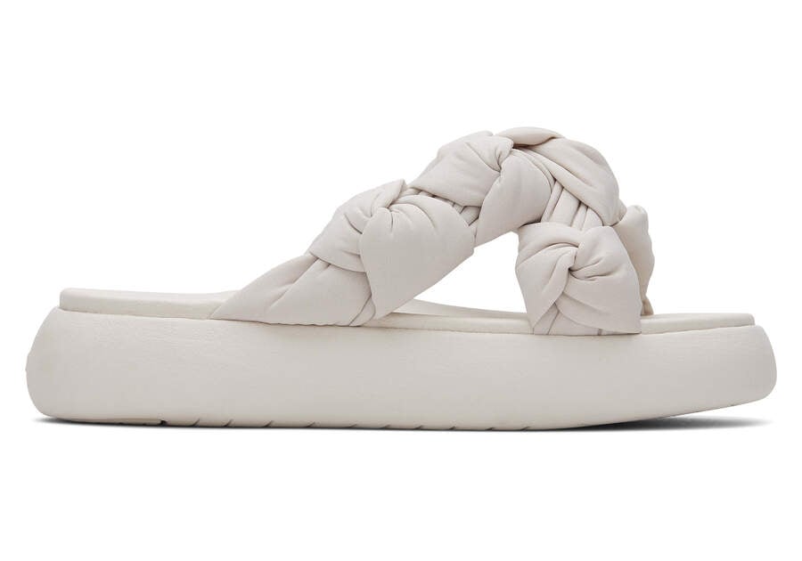 TOMS Womens Alpargata Mallow Crossover Knotted Slide - Putty