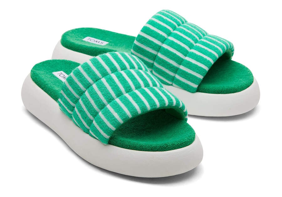 TOMS Womens Alpargata Mallow Terry Slide - Fern Green
