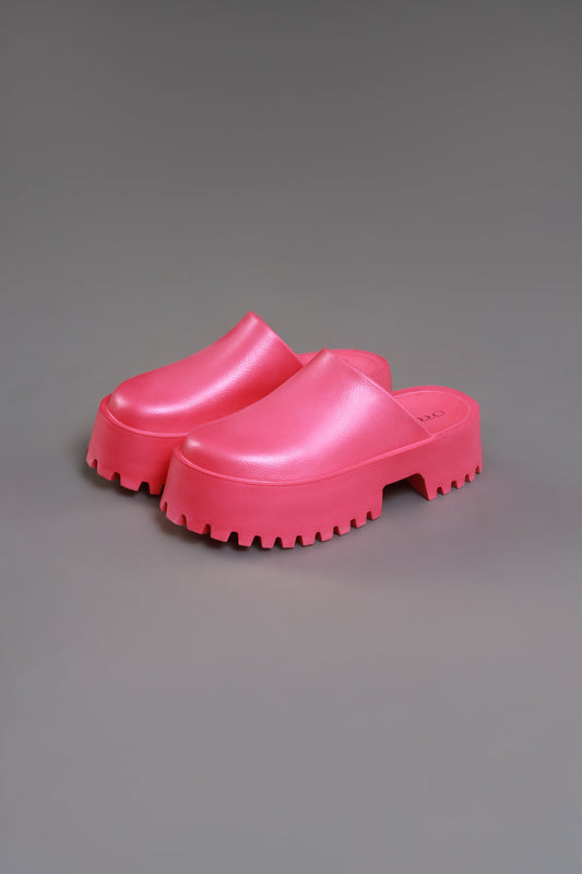 No Such Luck Platform Chunky Slides - Pink