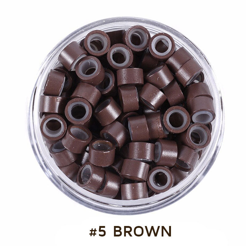 Micro Beads 5mm Silicone Lined for Hair Extensions 200 Pcs