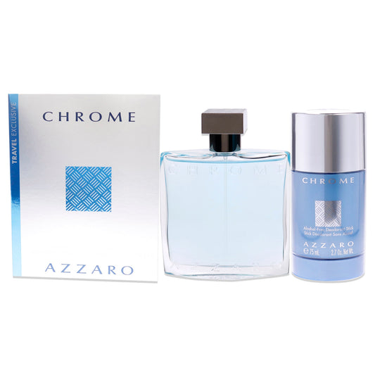 Chrome by Azzaro for Men 2 Pc Gift Set 3.4oz EDT Spray, 2.7oz Alcohol Free Deodorant Stick