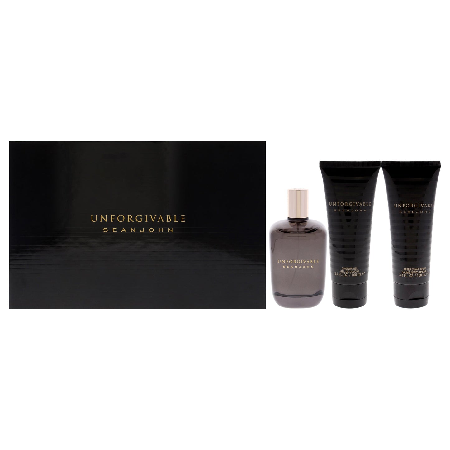 Unforgivable by Sean John for Men 3 Pc Gift Set 4.2oz EDT Spray, 3.4oz Shower Gel, 3.4oz After Shave Balm