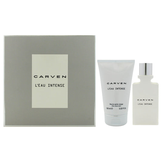 LEau Intense by Carven for Men 2 Pc Gift Set 1.66oz EDT Spray, 3.33oz After Shave Balm