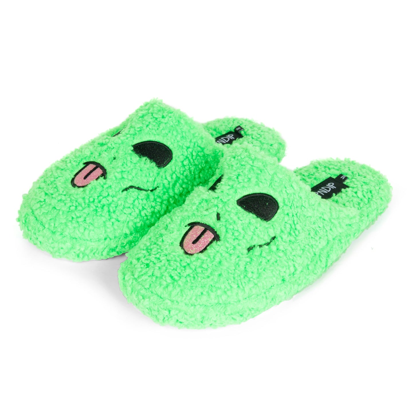 Alien Face Fuzzy House Slippers (Green)